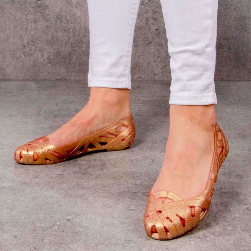 MELISSA Jean + Jason Wu Gold Flats (Glittery!)